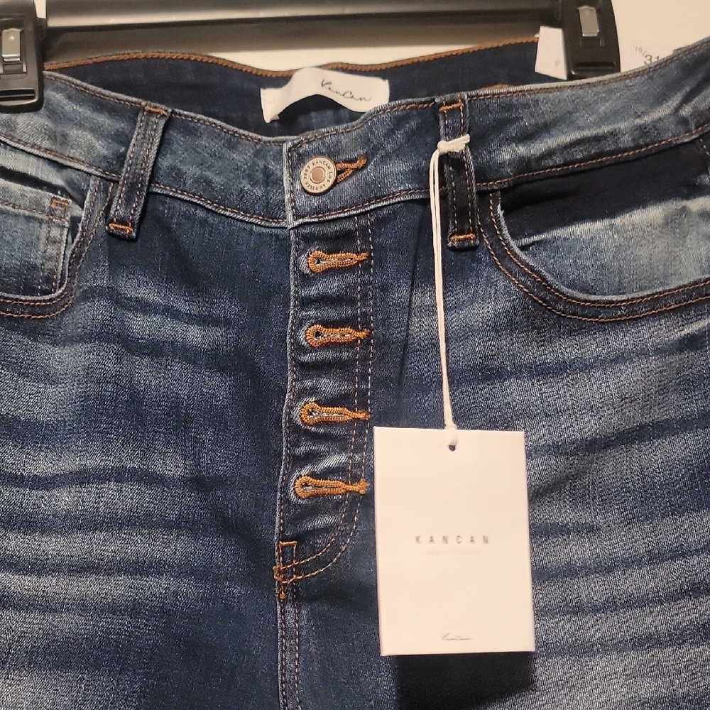 KanCan Distressed Cropped Jeans in Dark Blue - Picture 5 of 5